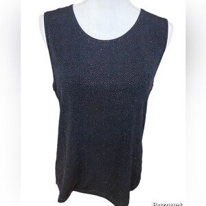 Connected Apparel Top Women's XL Black Tank Top Red/blue Sparkle Sleeveless